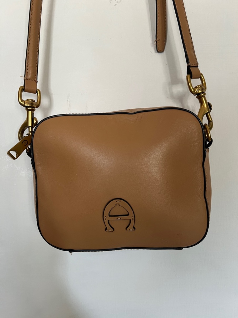 Etienne Aigner Tan Crossbody with Gold-Tone Hardware